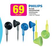 Philips In Ear Headphone SHE3010GN-Per Pair