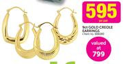 9ct Gold Creole Earrings-Per Pair