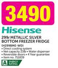 Hisense 299Ltr Metallic Silver Bottom Freezer Fridge H299BME-WD