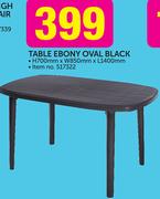 Ebony Table Oval Black 700x850x1400mm