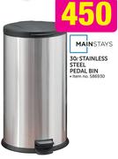 Mainstays 30L Stainless Steel Pedal Bin