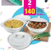 Large White Casseroles With Lids-2