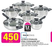 Mainstays 12 Piece Stainless Steel Cookware Set-Per Set