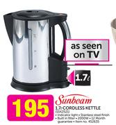 Sunbeam 1.7Ltr Cordless Kettle SSK2521