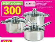 Mainstays 6 Piece Stainless Steel Casserole And Saucepan Set