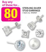 Sterling Silver Stud Earrings-Per Pair