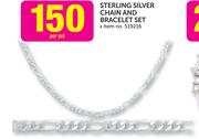 Sterling Silver Chain And Bracelet-Per Pair