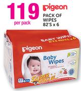 Pigeon Pack Of Wipes-6x82's Per Pack