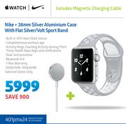 Nike+ 38mm Silver Aluminium Case With Flat Silver/Volt Sport Band