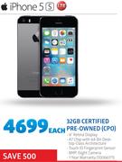 Apple iPhone 5S 32GB Certified Pre-Owned-Each