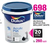Dulux 5Ltr Acrylic PVA Brilliant White-Each