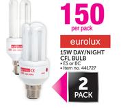 Eurolux 15W Day/Night CFL Bulb ES Or BC-2's-Pack
