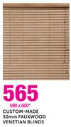 Custom-Made 50mm Fauxwood Venetian Blinds 590x600mm