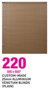 Custom-Made 25mm Aluminium Venetian Blinds(Plain) 590x600mm