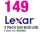 Lexar 3 Pack S50 8GB USB