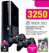 Xbox 360 4GB Console+ Extra Control+ Fifa 16