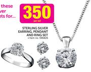 Sterling Silver Earring, Pendant And Ring Set-Per Set