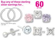 Sterling Silver 20mm Gypsy/4mm Studs Earring-Per Pair Each