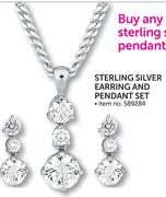 Sterling Silver Earring And Pendant Set-Per Set