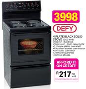 Defy 4 Plate Black Solid Stove DSS-494