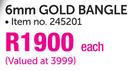 JCSA 6mm Gold Bangles-Each