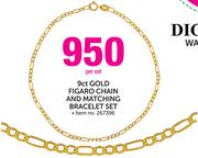 JCSA 9Ct Gold Figaro Chain And Matching Bracelet Set-Per Set