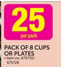 Pack Of 8 Cups Or Plates-Per Pack