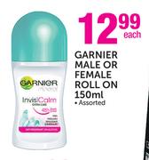 Garnier Male Or Female Roll On Assorted-150ml