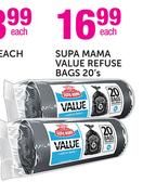 Supa Mama Value Refuse Bags-20's Each