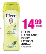 Clere Hand And Body Lotion Assorted-400ml