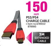 Gioteck PS3/PS4 Charger Cable-Each