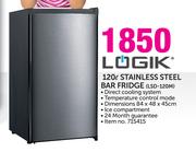 Logik 120Ltr Stainless Steel Bar Fridge LSD-120M