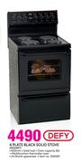 Defy 4 Plate Black Solid Stove DSS497