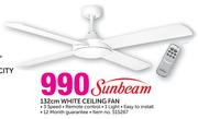 Sunbeam 132cm White Ceiling Fan 