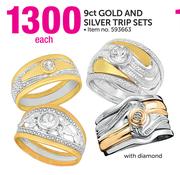 9ct Gold And Silver Trip Sets-Each