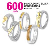 9ct Gold And Silver Gents Bands-Each