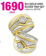 9ct Gold And Silver Trip Set -Each