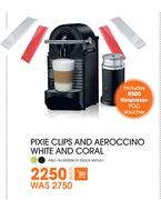 Nespresso Pixie Clips And Aeroccino White And Coral-Each