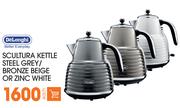 Delonghi Scultura Kettle Steel Grey/Bronze Beige Or Zinc White-Each