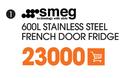 Smeg 600ltr Stainless Steel French Door Fridge 