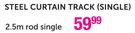 Steel Curtain Track Single 2.5m Rod