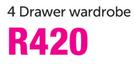 Mainstays 4 Drawer Wardrobe-Each