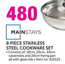Mainstays 8-Piece Stainless Steel Cookware Set