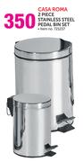 Casa Roma 2-Piece Stainless Steel Pedal Bin Set