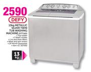 Defy 13kg Metallic Silver Twin Tub Washing Machine DTT165