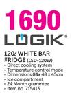 Logik 120Ltr White Bar Fridge LSD-120W