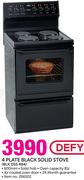 Defy 4 Plate Black Solid Stove BLKDSS494