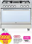 Defy 5 Burner Stainless Steel Gas Stove And Electric Oven DGS161