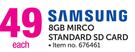Samsung 8GB Micro Standard SD Card-Each