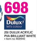 Dulux 20Ltr Acrylic PVA Brilliant White-Each